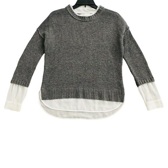 FLAWED Brochu Walker Eton Grey Wool Cashmere Sweater with White Underlay Size XS - Picture 3 of 16